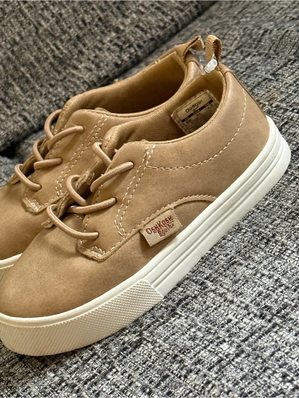 OshKosh B'gosh Kids' Light Brown Lace-Up Sneakers with White Sole
